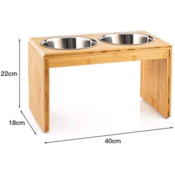 YONGSHIA Gamelles surélevées pour animaux ,Supports surélevés en Bambou avec 2 gamelles d'eau - pour Chiens Moyen et Grand