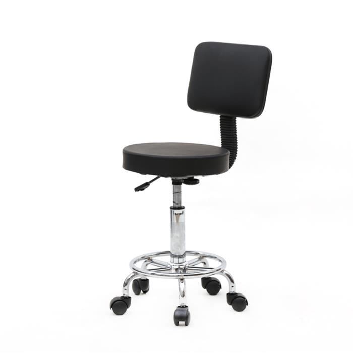 P2O Tabouret de salon réglable de forme ronde avec dossier/PU leather/ Support 360 degree rotation(noir)