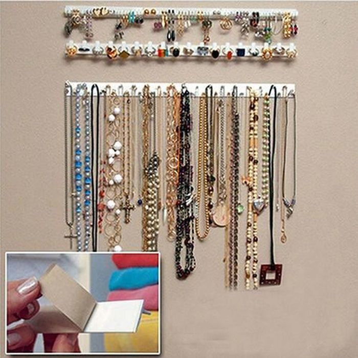 Accessoires bijoux,Porte bijoux adhésif,9 pièces,support de collier,organisateur,présentoir d'emballage,porte bijoux,crochets