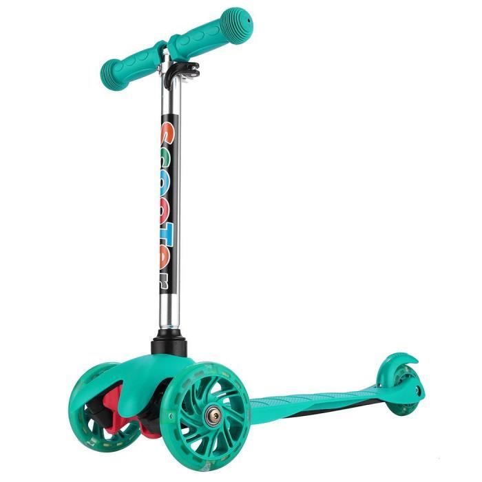 Trottinette Enfant Garçon Fille 3-12ans Taille 80 à 130 cm- 4 Roues(2+2 en 1) LED ABEC-7-Hauteur Réglable Pliable-Sécurité Freinage