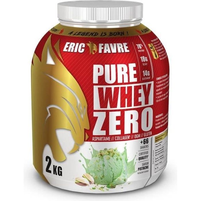 Eric Favre - Whey protéine concentrée Zero - Proteines - Pistache - 2kg