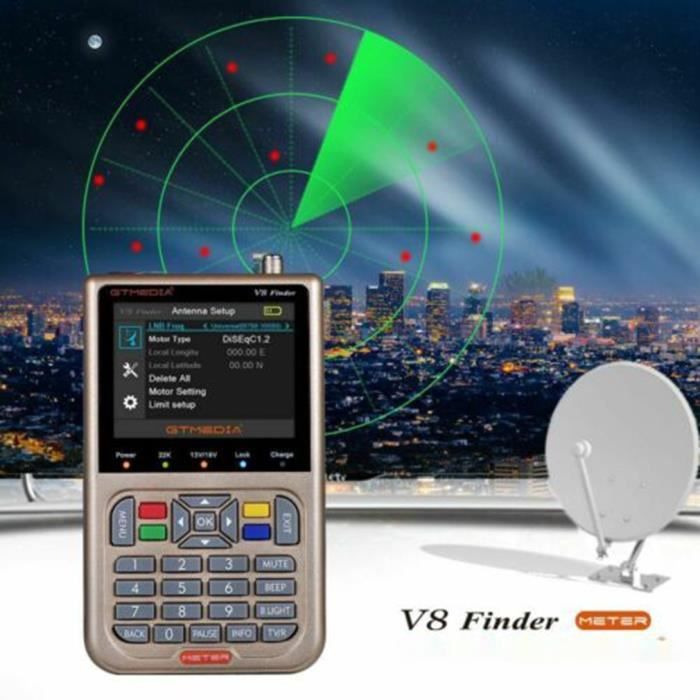GTMedia Recherche de satellite V8 Meter DVB-S2 - S2X Détecteur de Signal numérique 3,5 '' LCD