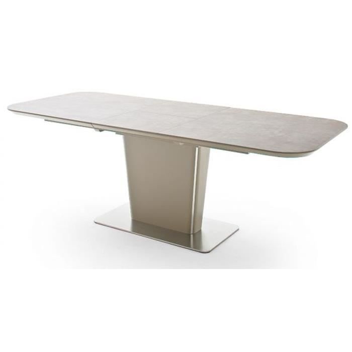 Table à manger extensible surface en céramique laqué taupe - L.180-230 x H.77 x P.95 cm