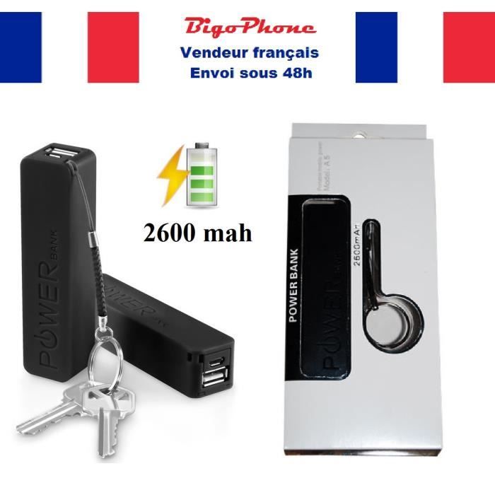 Batterie de secours NOIR téléphone rechargeable POWER BANK 2600 MAH APPLE IPHONE SAMSUNG GALAXY HUAWEI SONY HTC LG WIKO NOKIA
