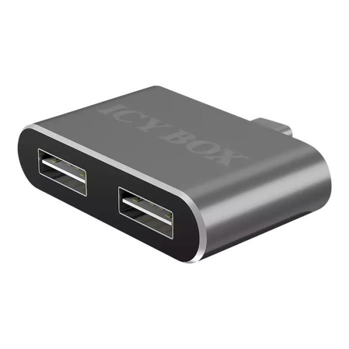 RaidSonic ICY BOX IB-Hub1201-C - Concentrateur (hub) - 2 x USB 2.0 - Ordinateur de bureau