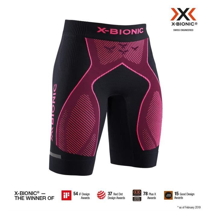X-Bionic TR-R500S19W - COMMUTATEUR KVM - The Trick 4.0 Run Shorts Women Femme, Opal Black/Neon flamigo, FR : L (Taille Fabricant :
