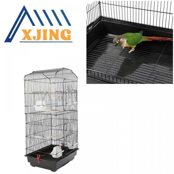Comparer les prix de XJING Cage à oiseaux en fil de fer, robuste et durable, avec 4 gobelets en plastique, 2 grandes portes, 50*45*17cm