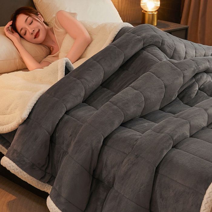 Couverture polaire pour lit double 200cmX230cm Couverture dhiver douce et chaude en flanelle Gris foncé LINGE DE LIT / COUETTE