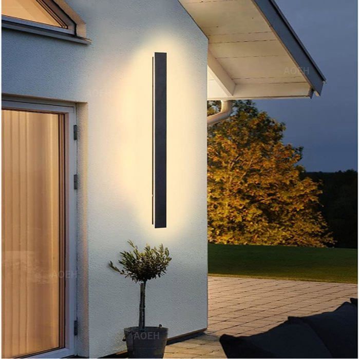 Applique Longue Applique Villa Applique Murale Noire Applique Murale Extérieure LED en Aluminium Acrylique Etanche Ip65 pour Jardin
