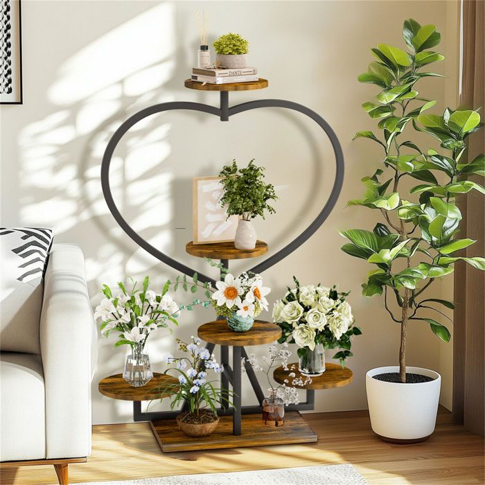 Support pour Plantes - UNHO - Porte Plante Intérieur - Métal Noir - 5 Niveaux - 45x24x105cm