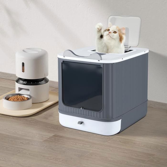 Meilleurs prix pour YIPEEMA. BAC À LITIÈRE POUR CHAT AVEC COUVERCLE, TOILETTES POUR CHAT EN PP, 44,5*36,5*34,5CM, BLANC.