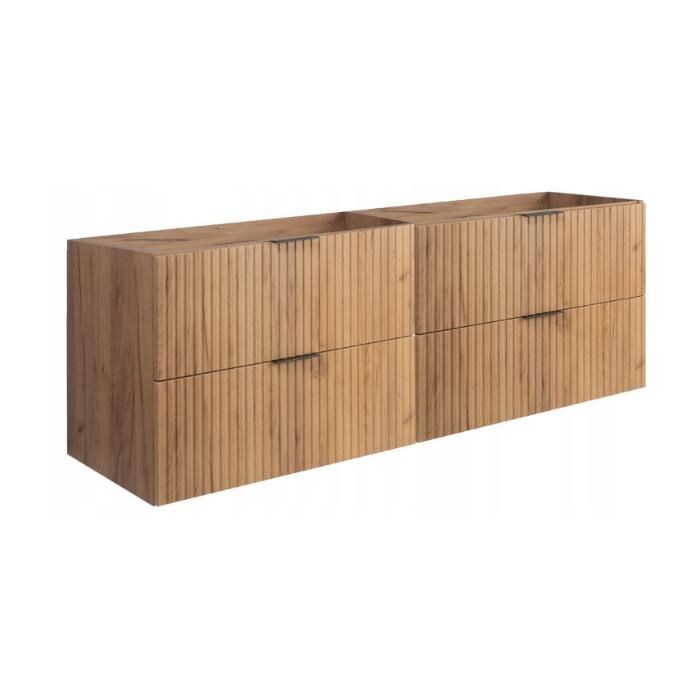 Meuble sous Lavabo 160 cm FLOW - Façades rainurées - Chêne - 160 x 57 x 46 cm