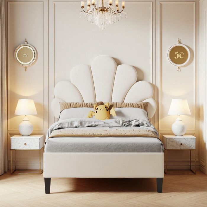 Lit Enfant - 90x200cm - Velours Doux Anti-griffures - Assemblage 90min - Design Romantique