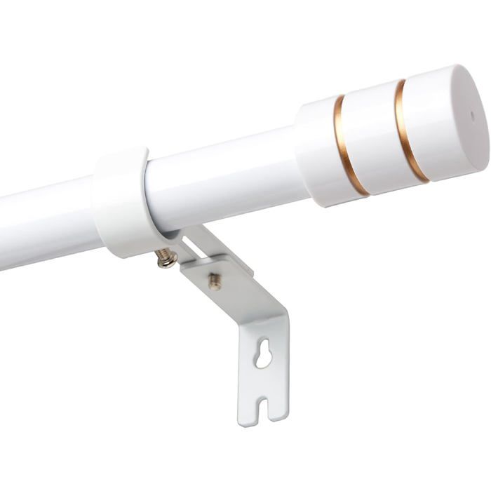 Kit Tringle à Rideaux Blanche Extensible 66-300 Cm - Acier Inoxydable Robuste Avec Embouts Blanc/Doré Élégants Et Supports Métal