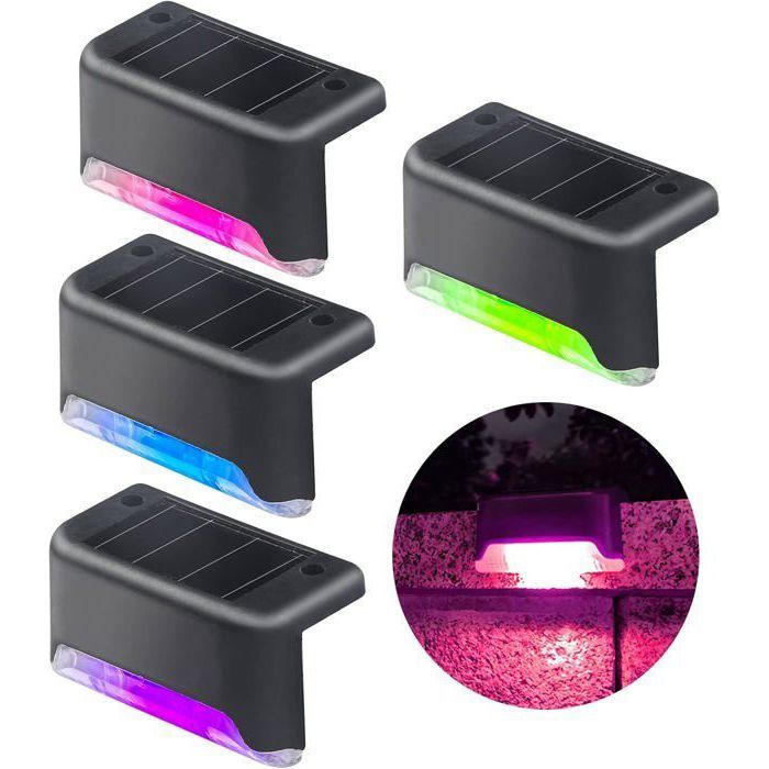 Clôture Lampes Solaires 4 Pack LED Lumières Solaires à Capteur de Couleur Lumières de Décoration de Piscine LAMPION DEXTERIEUR