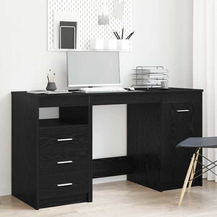 Bureau blanc avec 3 tiroirs poste de travail informatique - Ciel & terre Commerce