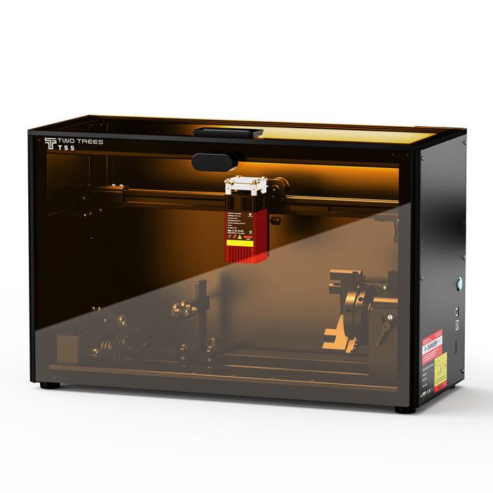 Twotrees TS5 7w Graveur laser rotatif pour bouteilles de gobelets machine CNC pré-montée pour la gravure dobjets ronds sur bois
