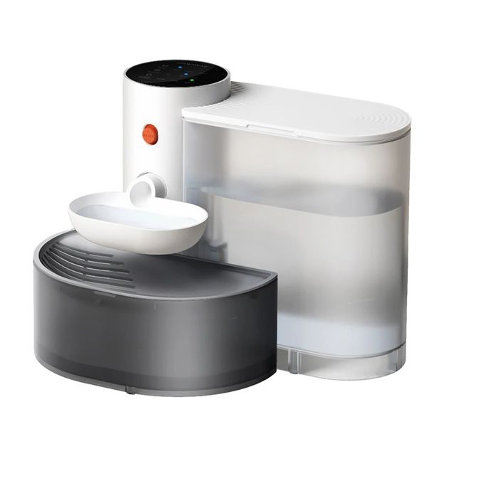 Fontaine à eau intelligente pour animaux alimentée par batterie écran LCD GRIS 3L