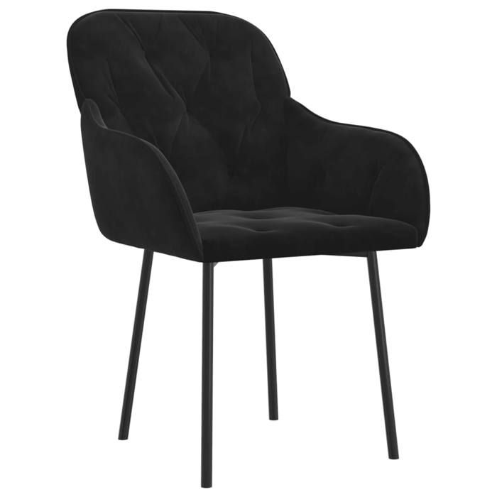 Luxe Lot de 2 chaises de Salle à Manger Cuisine Restaurant Noir Velours(1449）