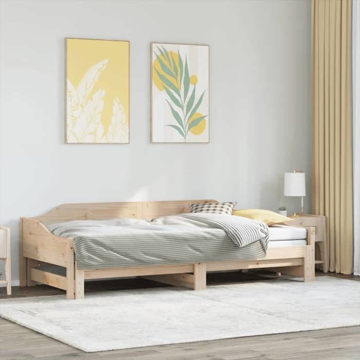 CHIC Lit adulte 1 place - 90x190 cm Lit de jour et lit gigogne 90x190 cm Bois massif #Sara92745