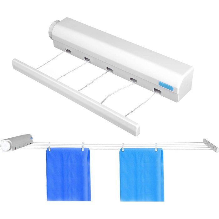Étendoir à linge rétractable - Longueur ajustable - Fixation murale - Convient pour la buanderie la maison le balcon lhôtel