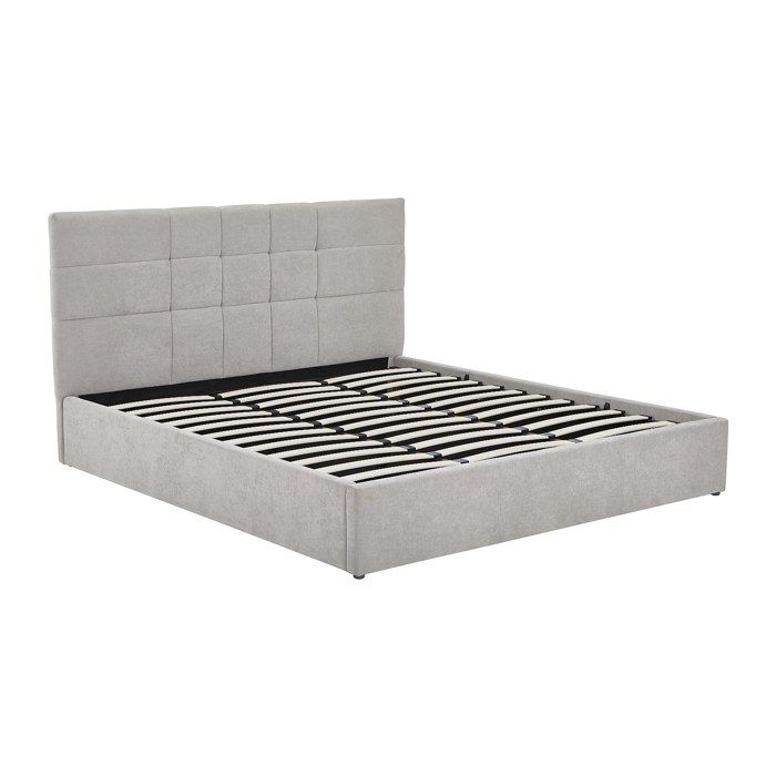 Lit coffre 200 x 200 cm - Tissu - Gris - HOPEYA Lit coffre 200 x 200 cm - Tissu - Gris - HOPEYA