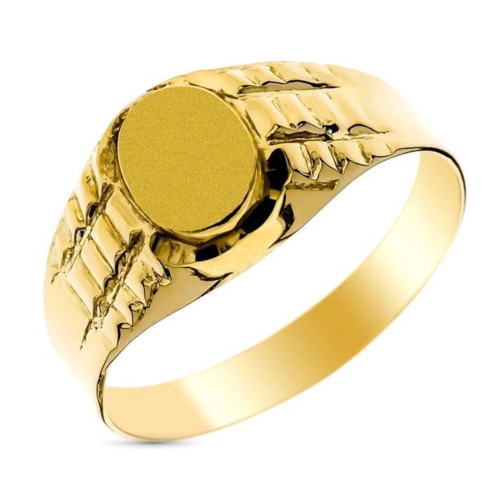 Chevalière en or 9 carats pour enfant tête ovale creuse 8 x 6 mm sculptée
