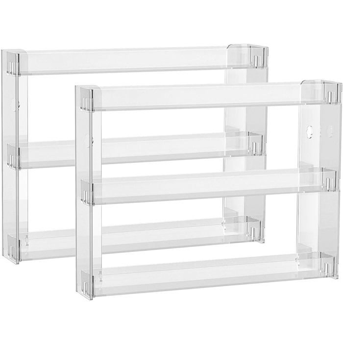 Organisateur mural acrylique transparent à 3 niveaux détachables gain de place pour salle de bain ou chambre (lot de 3). Label