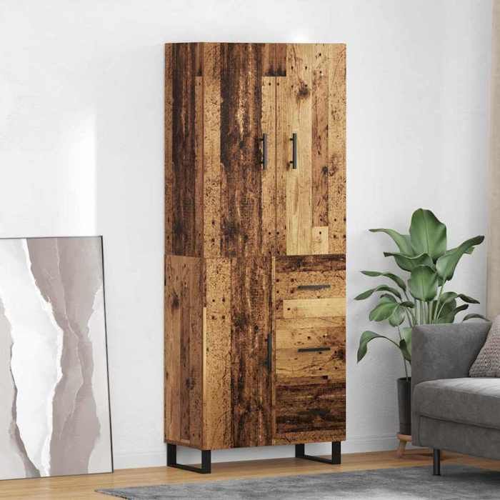 NEW 2026 Haut Armoire lot de 2 moderne BUFFET BAS Bois Ancien 69 5x34x180 cm L1822