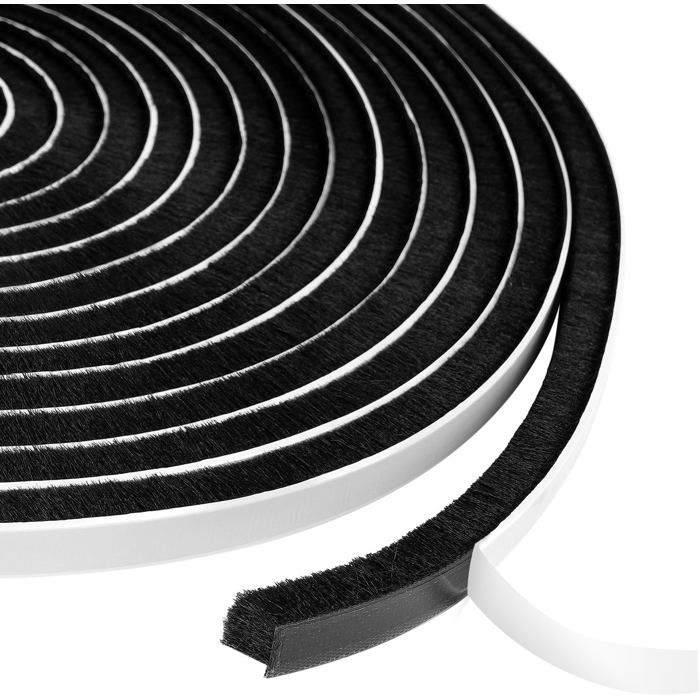 Joint brosse porte coulissante - ESTAMPILLE - 9mm x 9mm x 6m - Noir - Autocollant - Isolation thermique