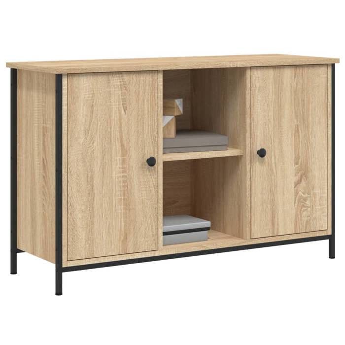 [29817]Meuble TV - TABLE TV Meuble HIFI de salon - chêne sonoma 100x35x65 cm bois dingénierie Poids:26.25 Kg