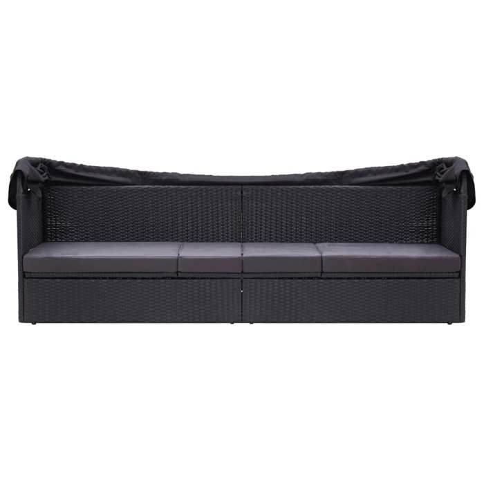 STAR SALE® Lit-canapé dextérieur(1 PC) - Siège de jardin - avec auvent Résine tressée Noir 205x62x124 cm T4937