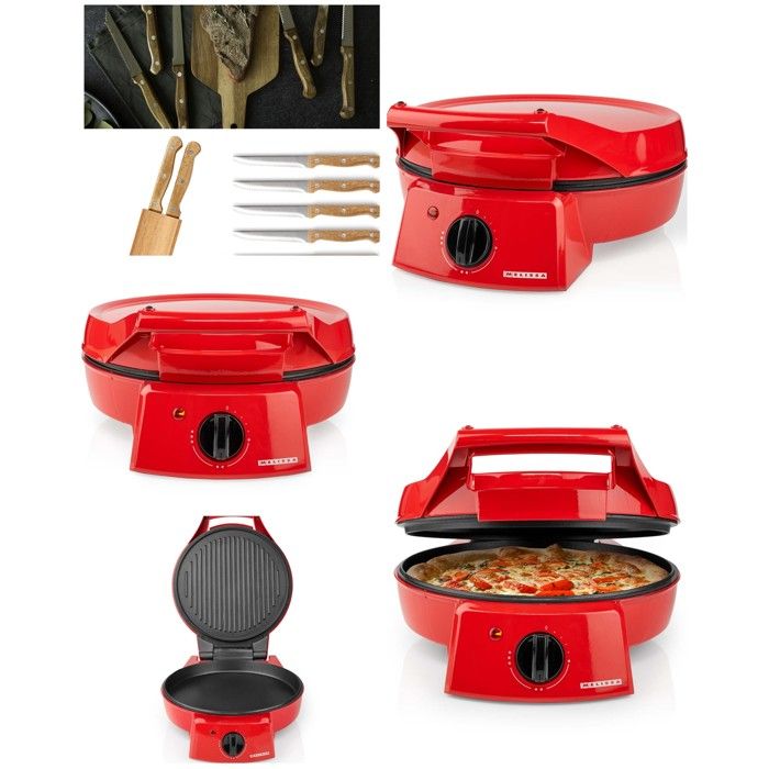 Four à pizza - MELISSA - 1800 W - 30 cm - Ouverture 180° - Plaque antiadhésive