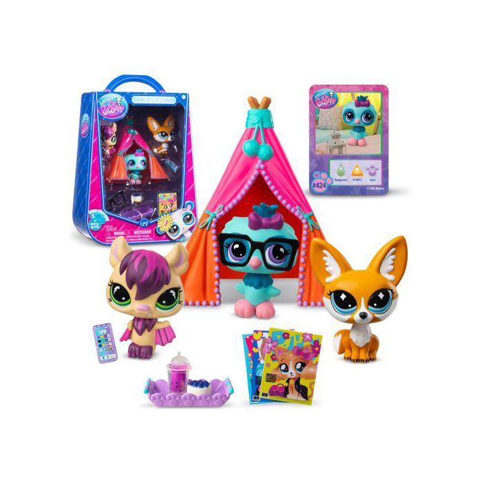 Littlest Pet Shop Set de figurines Pyjama Party série 5 animaux #423-425 + accessoires figurines articulées de collection 4+