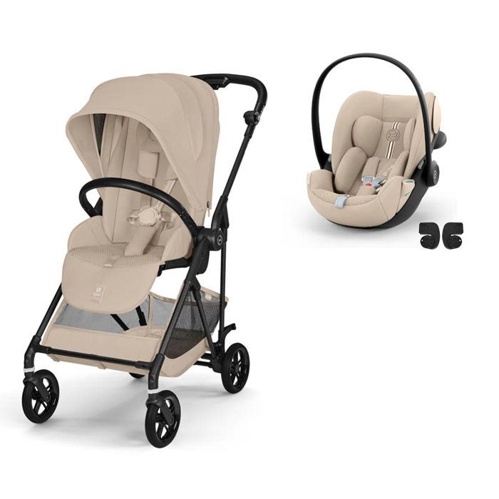 CYBEX - Poussette Duo Melio 6 Carbon + Cloud G3 Plus Almond Beige