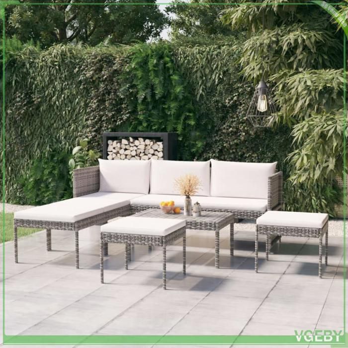 Salon de jardin - FAFEICY - 313340 - Résine tressée gris - Canapé 3 places modulable - Coussins gris foncé