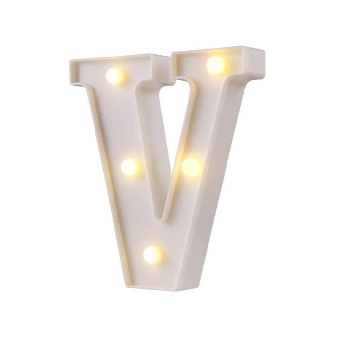 Lampe Lettre LED décorative initiale V étanche veilleuse murale à piles pour fête bar café