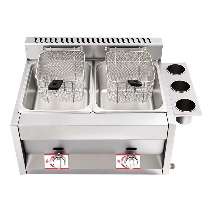 6 l/634 qt Friteuse à gaz double avec 2 paniers