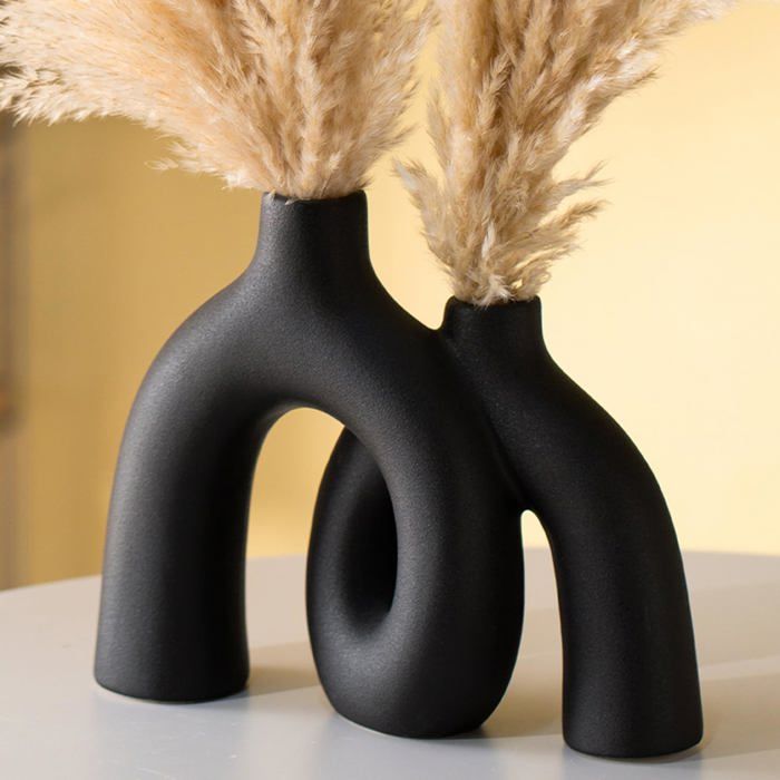Ensemble de vases en céramique noir mat Vases décoratifs modernes pour salon table à manger étagère et cheminée vases minimalistes