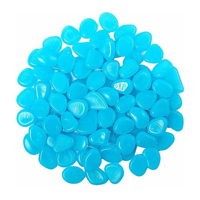 Lot de 200 galets lumineux bleus fluorescence nocturne décoration aquarium jardin allée extérieure .