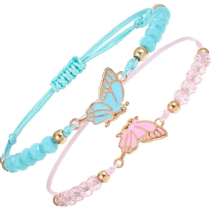 Lot De 2 Bracelets Assortis DAmitié Papillon Réglables Pour Meilleurs Amis Faits À La Main Bijoux Pour Couples Cadeaux Pour[PP138]