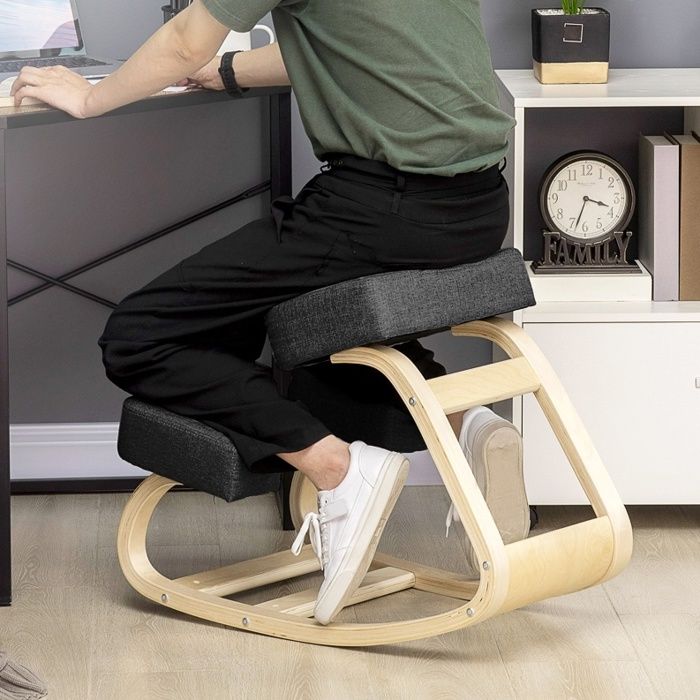 JOINERY chaise à genoux tabouret ergonomique posture bureau bois de bouleau noir hauteur 51 à 58 cm charge 120 kg