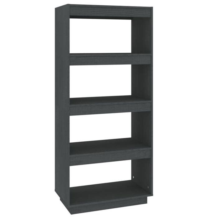 Bibliothèque/Séparateur de pcs - Solide&Luxe - Placard Étagère livres - Pin massif - Gris - 60 x 35 x 135 cm（56741）