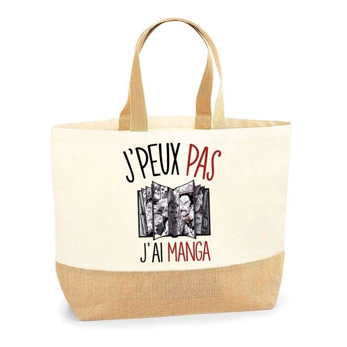 Sac cabas - PLANETEE - Manga Jpeux pas - Jute naturel - Imprimé en France - Anses solides