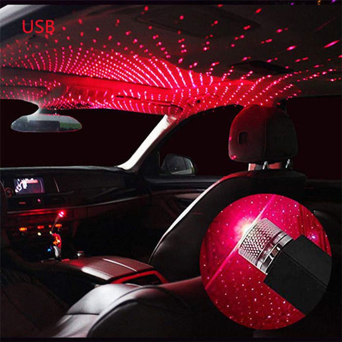Mini lampe décorative Portable LED USB réglable décoration de plafond intérieur de voiture projecteur détoiles de toit-Rouge