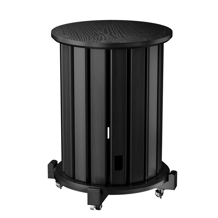 Tabouret - FLASIDU - Lot de 4 - Empilable - Gain de place - Bois - Roulettes pivotantes - 35x35x44cm - Noir - Facile à nettoyer