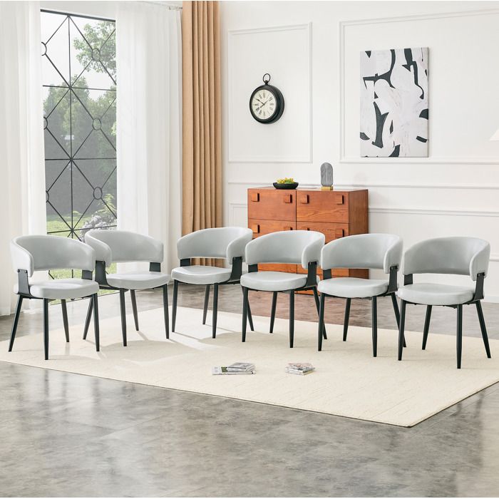 Chaise De Salle À Manger Gris En PU Fauteuil Vintage FloraGrace Pour Salle À Manger Et Salon Lot De 2 46 5x48x77 3cm