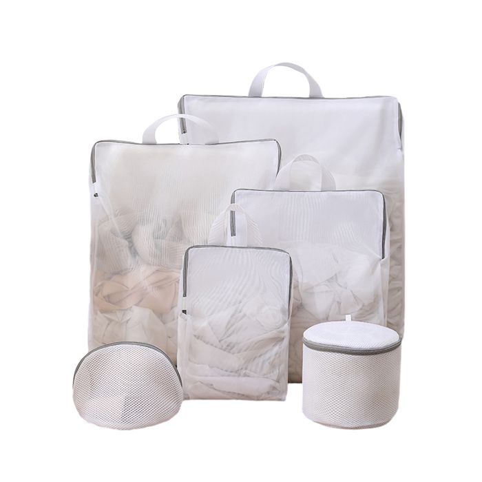 Lot de 6 sacs à linge 4 tailles maille respirante fermeture éclair métal poignées renforcées machine à laver .