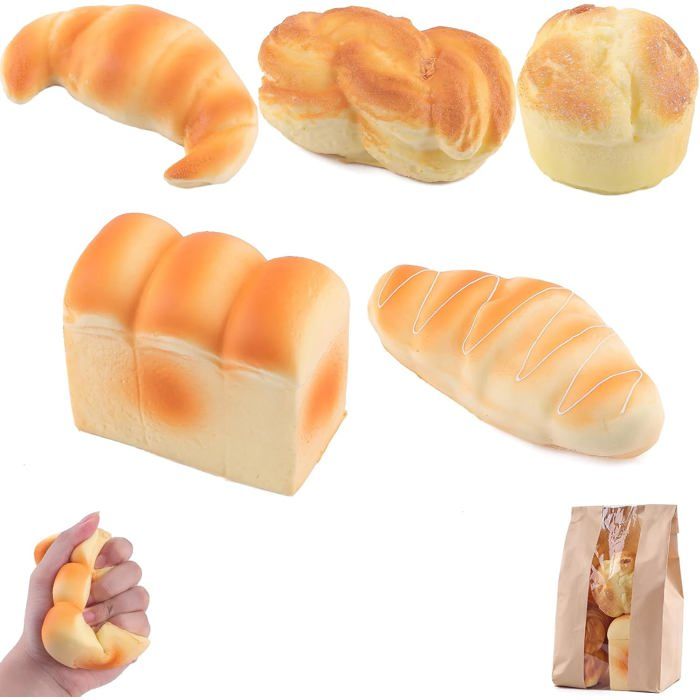 5pcs de jouets Squishy en forme de pain Pain grillé artificiel croissant baguette challa sandwich au beurre parfumé doux 5pcs de jouets Squishy en forme de pain Pain grillé artificiel croissant baguette challa sandwich au beurre parfumé doux