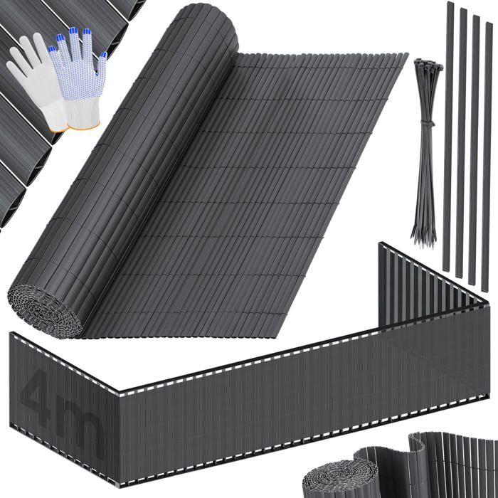 Natte pare-vue en PVC noire - KESSER - 80 x 400 cm - Résistante aux intempéries - Imperméable - Opaque